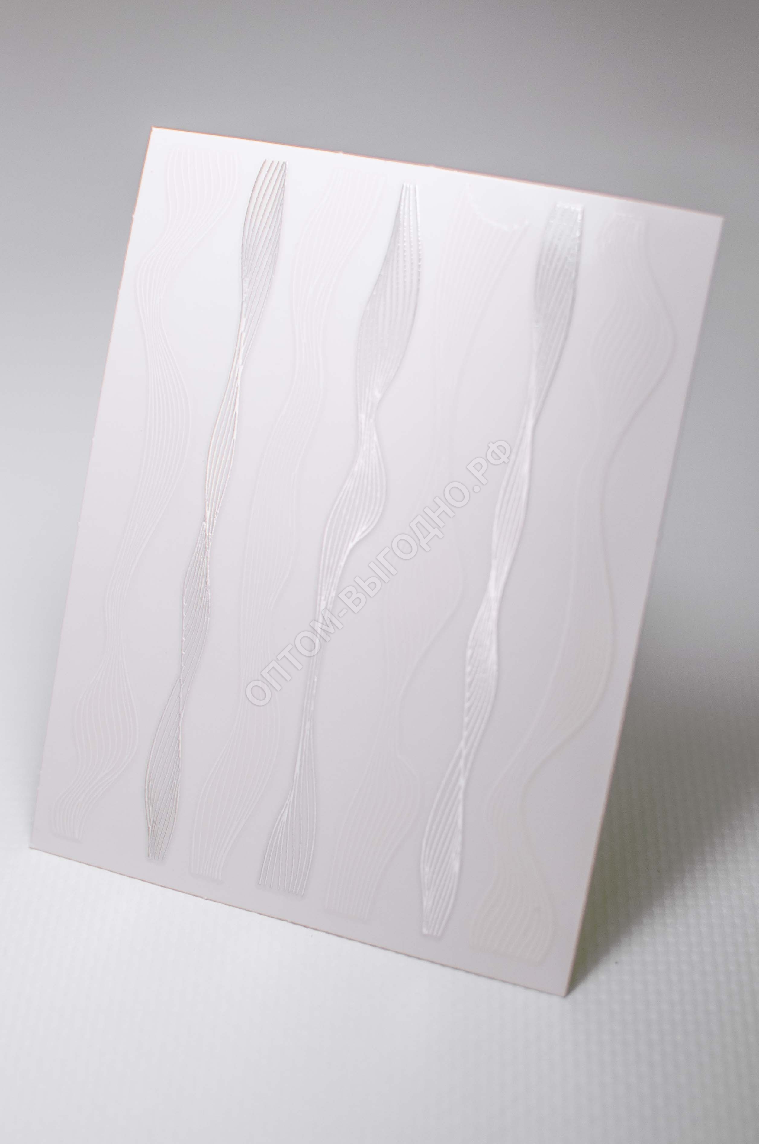 3D наклейки для дизайна ногтей "Волна" (белые+серебро)
