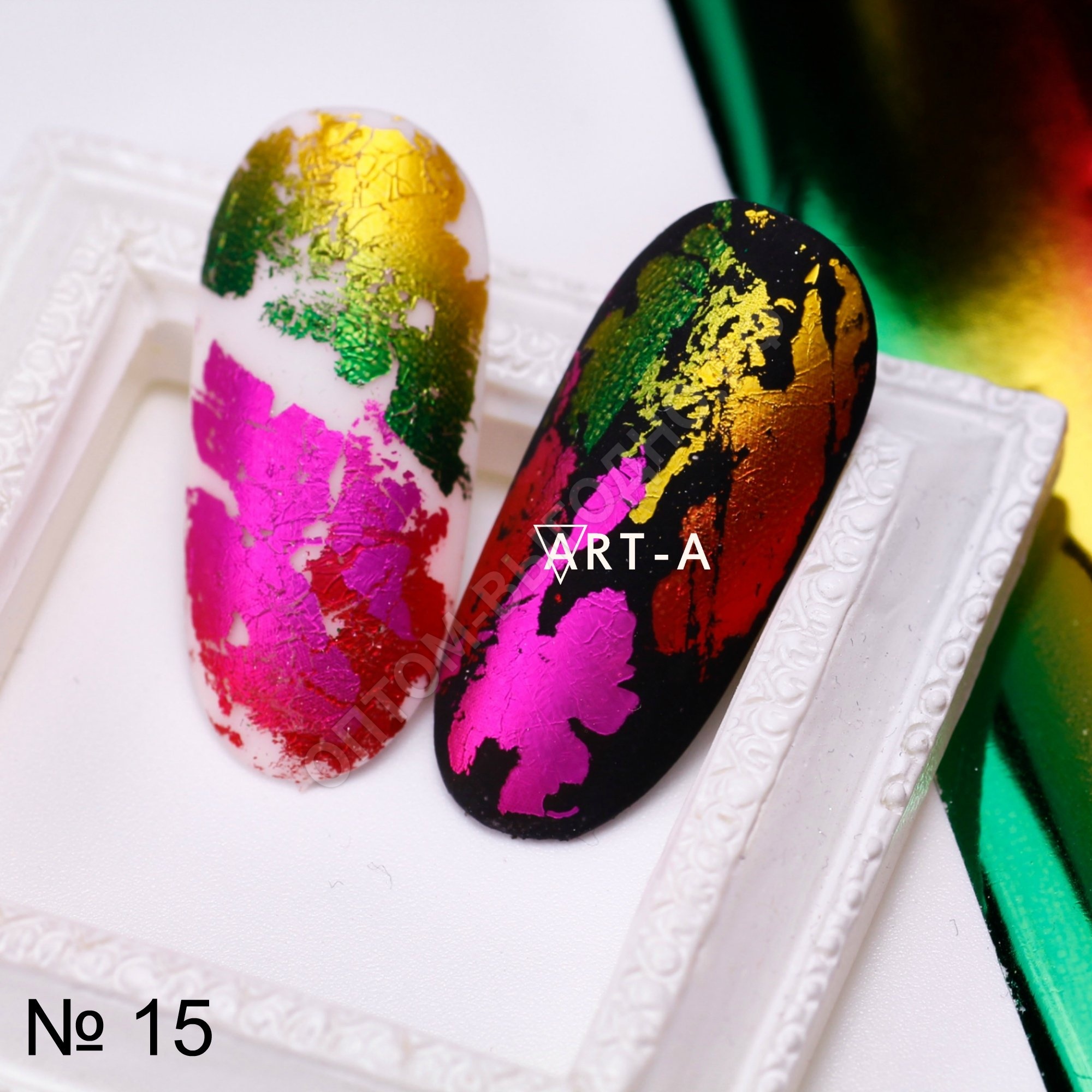 Фольга для дизайна ногтей красно-желтая №15
