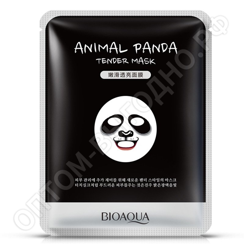 Омолаживающая эластичная тканевая маска для лица с изображением панды "Bioaqua"
