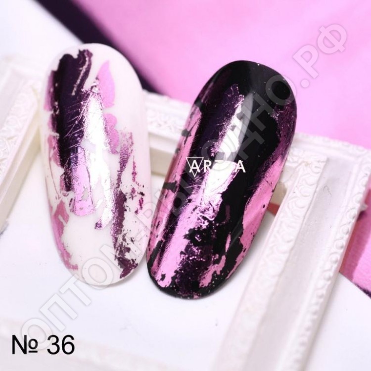 Фольга для дизайна ногтей лиловый металлик №36