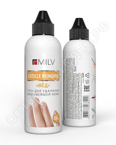 Средство для удаления ороговевшей кожи «Кератогель щелочной Сuticle remover «Мёд» 100 мл. MILV